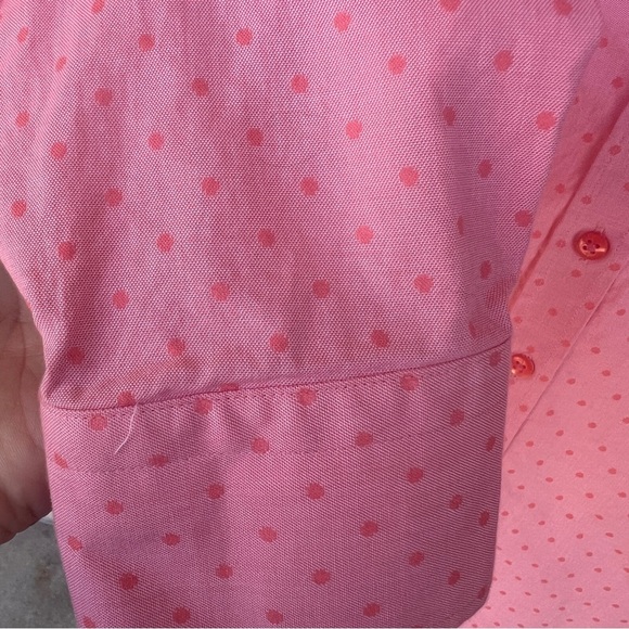 Hawes & Curtis (Size US 12)Pink & Pink Polka Dot Button Down Shirt fitted - Picture 2 of 6